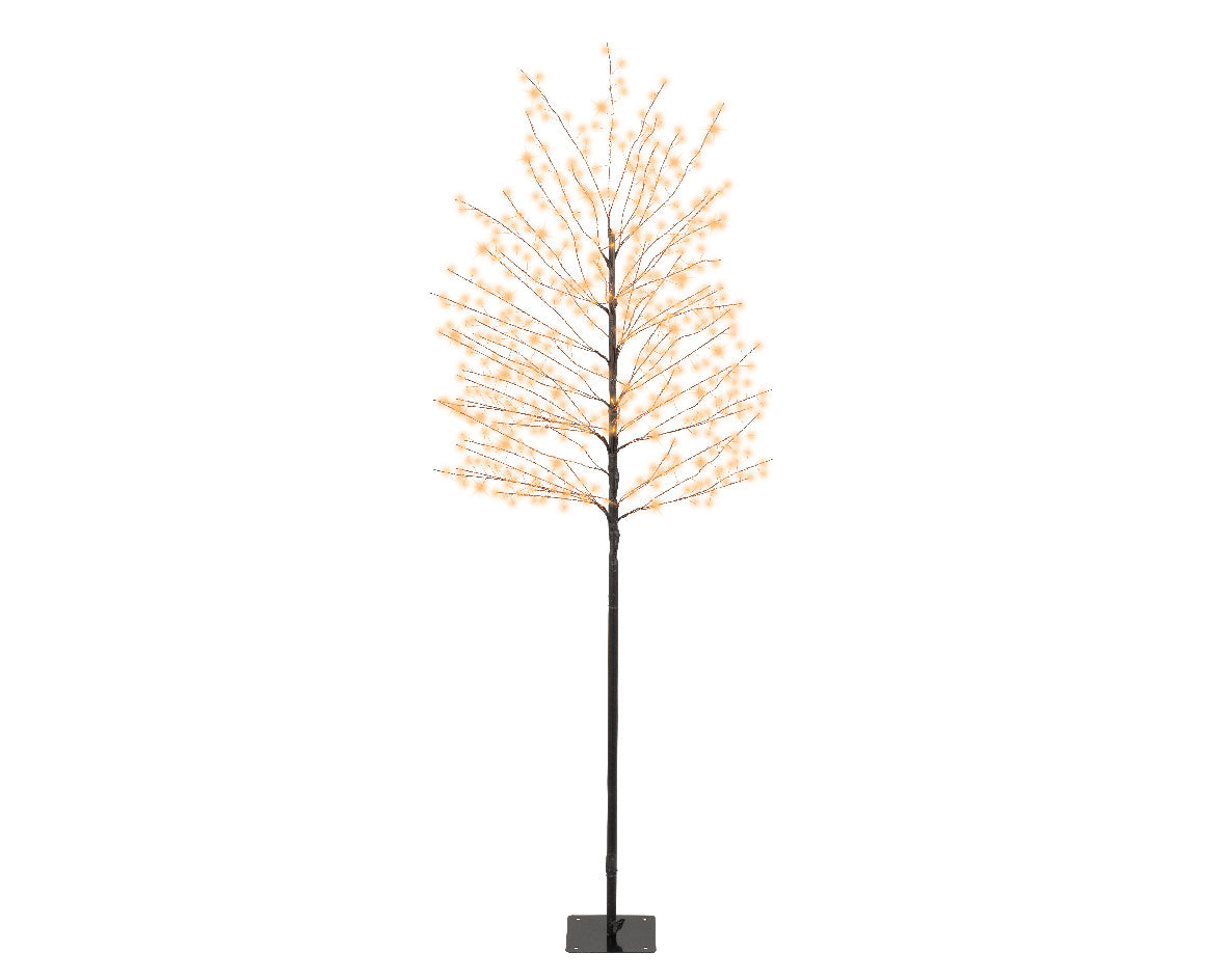 Micro-LED boom met warmwitte lichtjes en donkere stamvoet