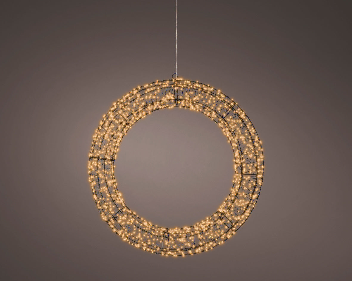 Ronde metalen LED-frameverlichting met warmwitte micro-LEDs, hangend