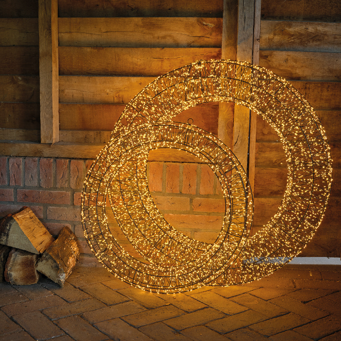 Dubbele ring metalen LED-frameverlichting met warmwitte micro-LEDs voor buiten