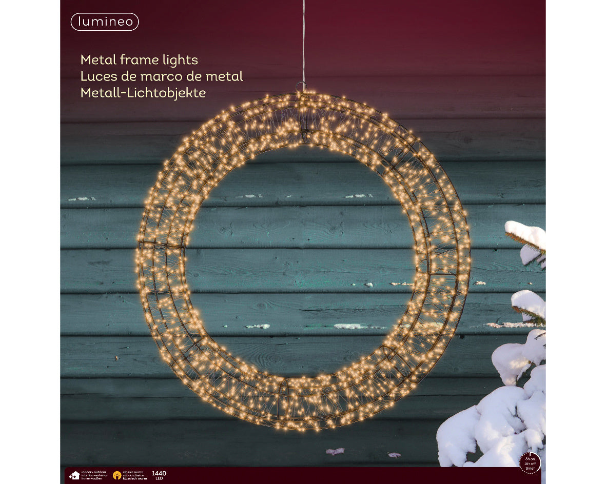 Verpakking van ronde metalen LED-frameverlichting met warmwitte micro-LEDs