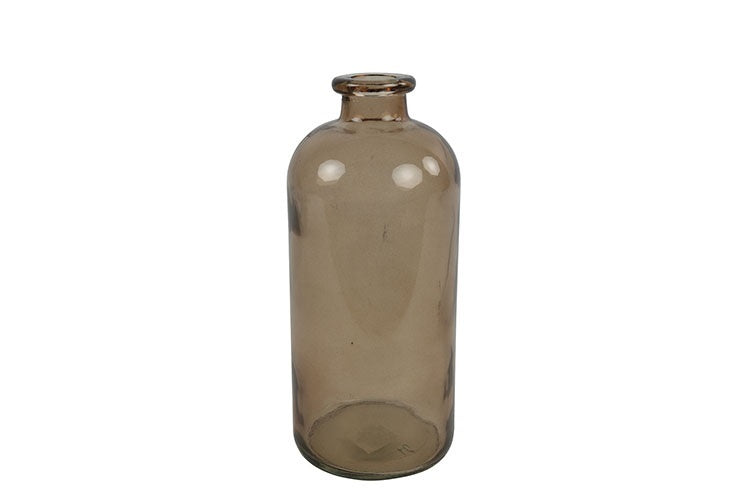 Glazen fles Dawn S in bruin glas met ronde schouder en stop