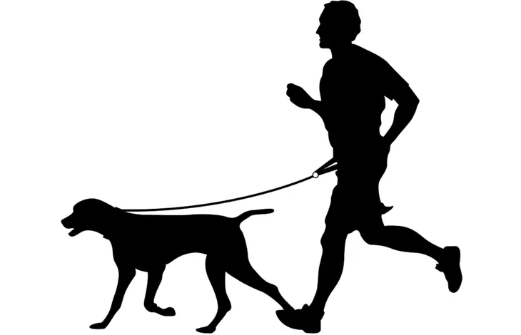 FLAMINGO heupriem met jogginglijn, silhouet van renner met hond aan lijn