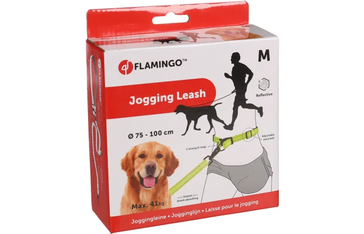 Jogginglijn met heupriem voor honden in groene verpakking
