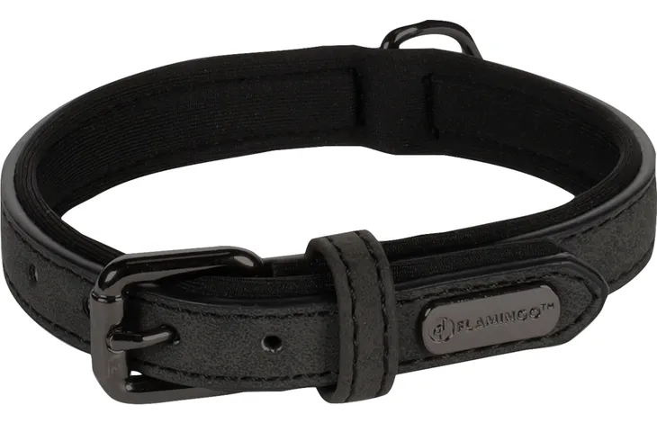 Flamingo - Halsband met neopreen Delu Zwart S | 24-30cm x 10mm x 5mm