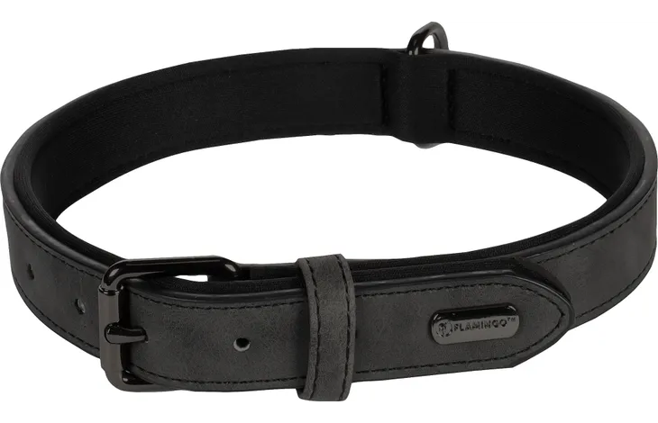 Flamingo - Halsband met neopreen Delu Zwart L | 42-52cm x 25mm x 7mm