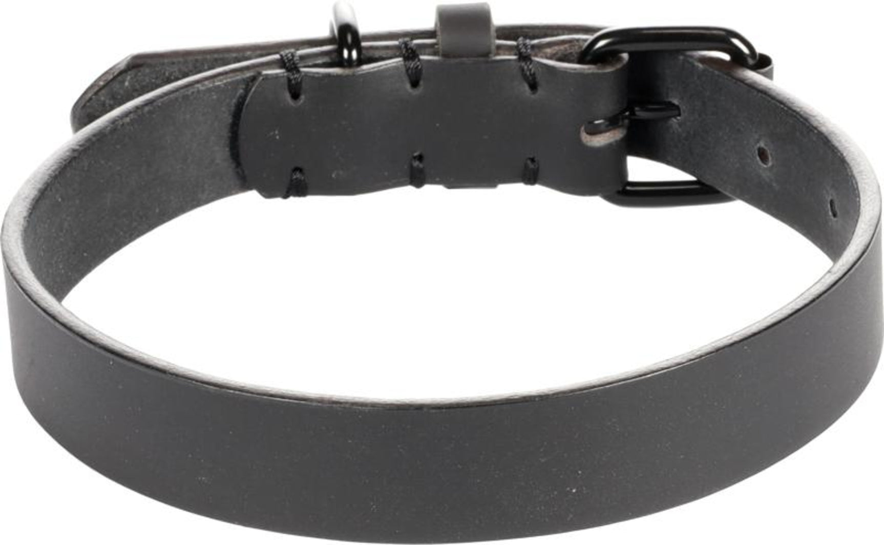Zwarte Flamingo halsband Leano met metalen gesp en verstelriem met gaten