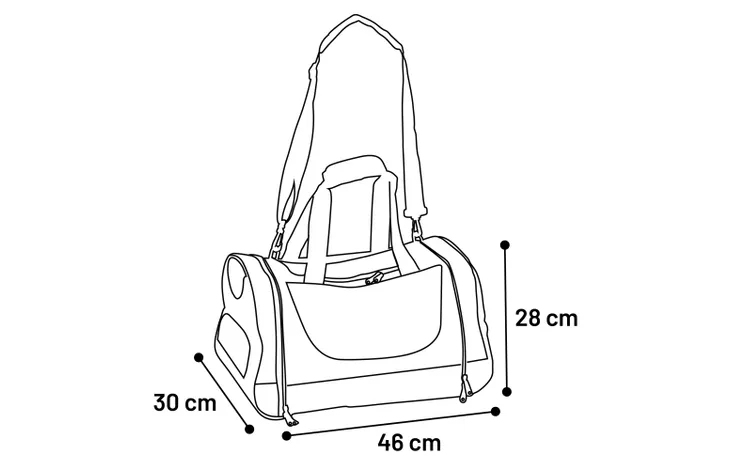 Draagtas met afmetingen 46×30×28 cm en twee hengsels