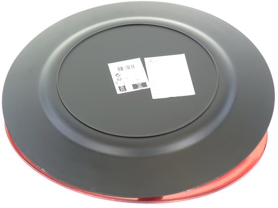Rond kaarsenbord onderbord, grijs met rode rand, diameter 33 cm