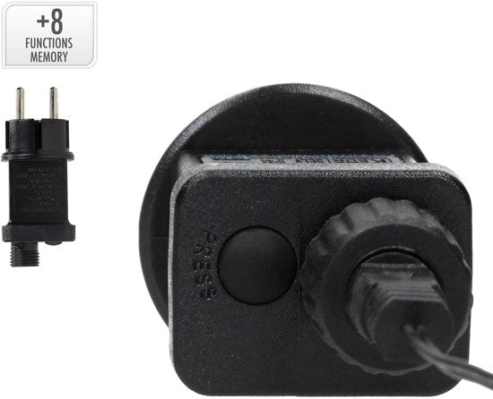 LED-kerstring voeding/adapter met aan-uitknop en aansluitstekker (+8 functies)