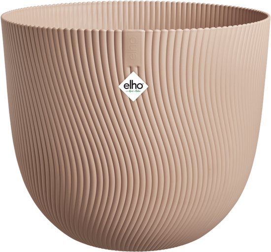 Elho ronde plantenbak met ribbelstructuur, koele kleikleurig, 25 cm