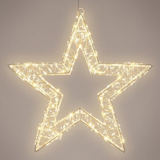 Metalen kerstster met warmwitte ledverlichting, stervormig lichtdecor van 50 cm