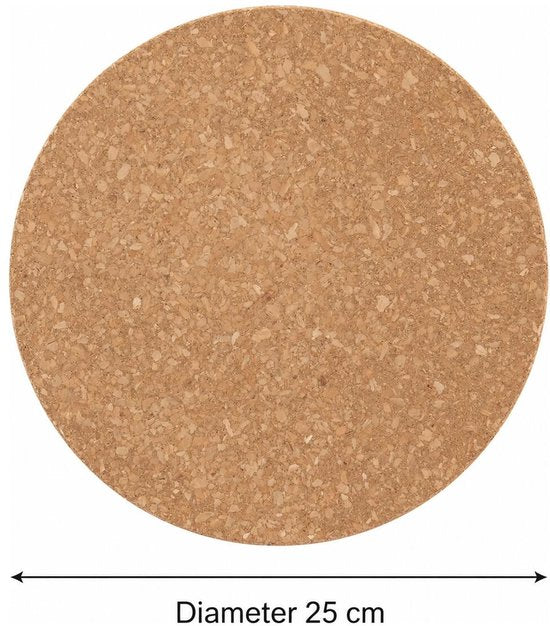 Ronde kurken onderzetter, diameter 25 cm, bruin-beige