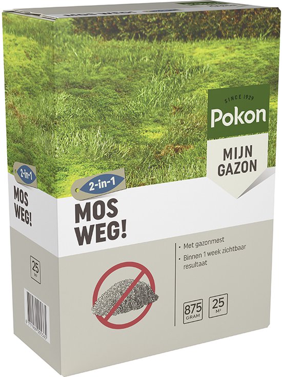 Pokon Mos Weg 875 g doos voor gazon, 25 m²
