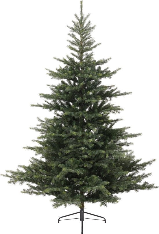 Kunstkerstboom van groen naaldhout met metalen standaard, 180 cm