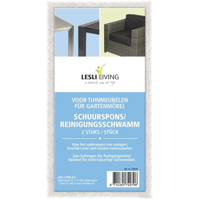 Schuursponsjes voor tuinmeubelen in verpakking, 2 stuks