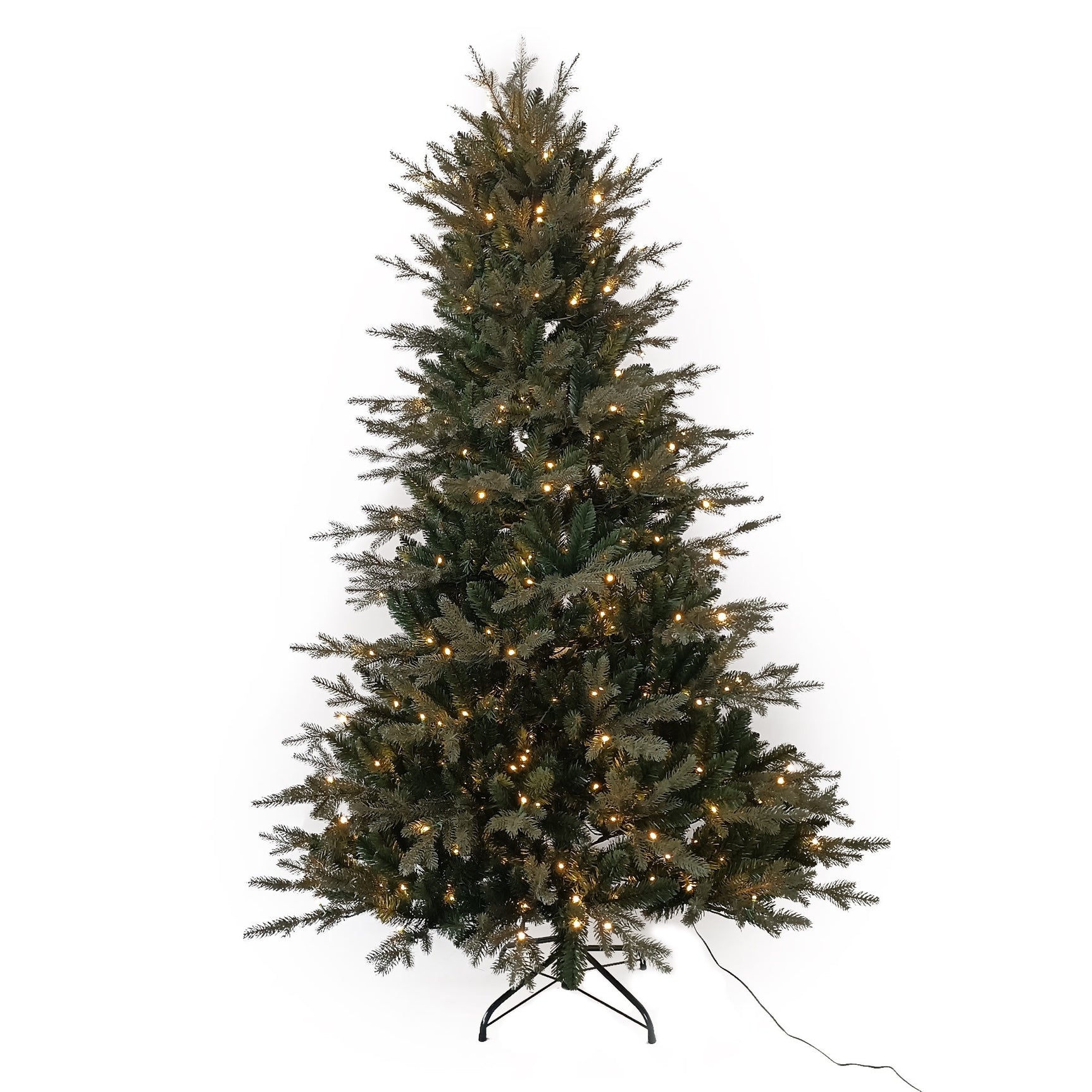Kunstkerstboom met ledlampjes, donker groen, inclusief netsnoer en standaard
