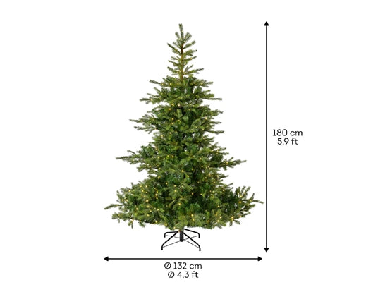 Kunstkerstboom Grandis fir met microleds, afmetingen 180 cm hoog