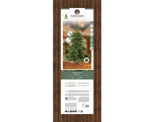 Everlands kerstboomverpakking met productafbeelding en specificaties