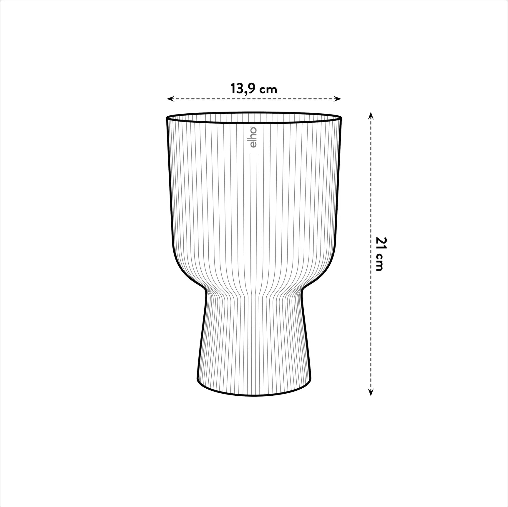 Witte Elho bloempot, 13,9 cm breed en 21 cm hoog
