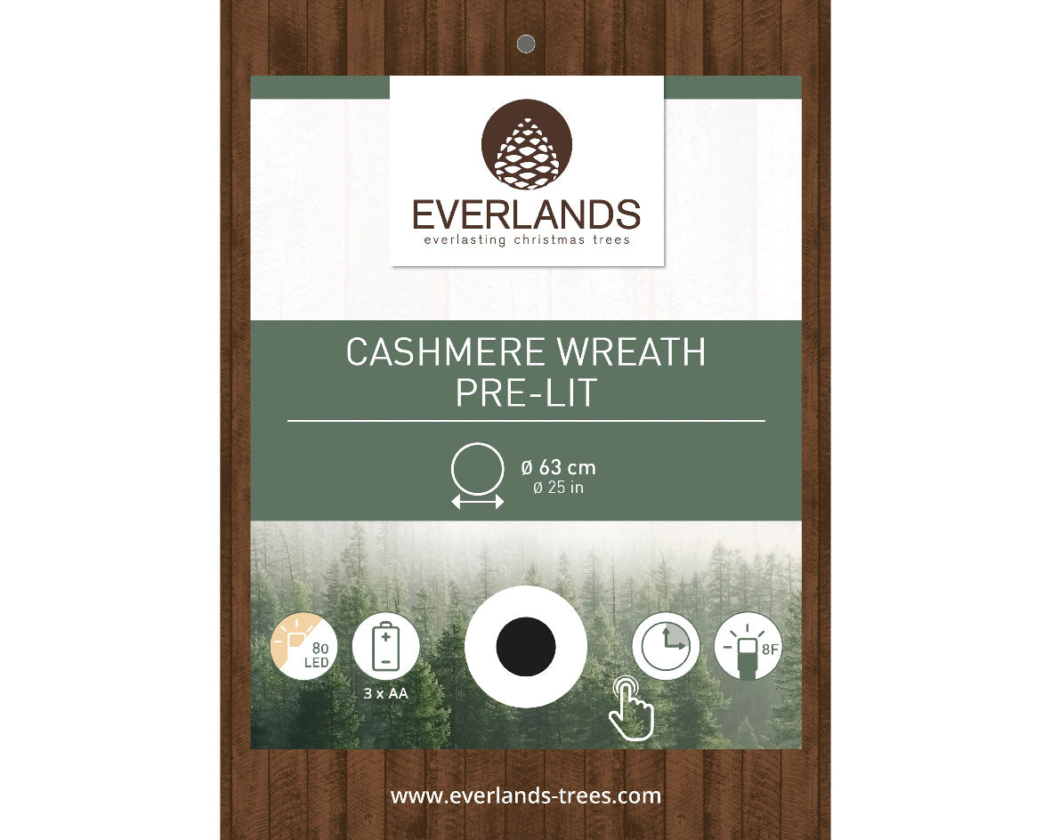 Cashmere krans cashmere Micro LED BO binnen dia63cm x H.14cm