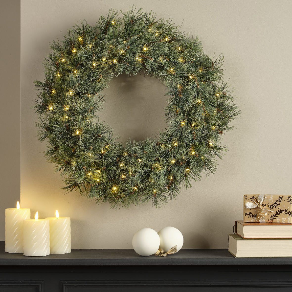 Cashmere krans cashmere Micro LED BO binnen dia63cm x H.14cm