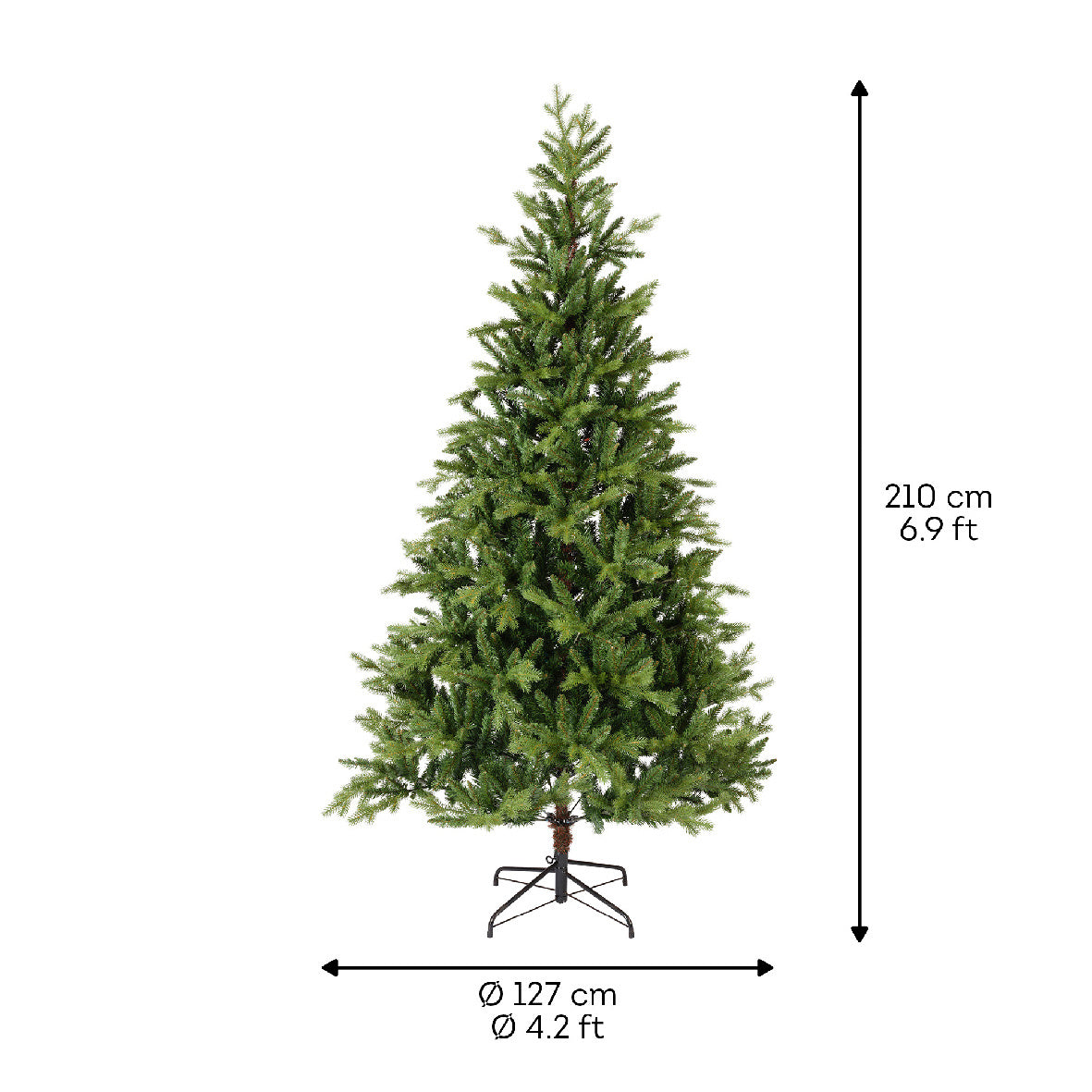 Everlands kunstkerstboom Allison pine met statief, Ø127 cm en 210 cm hoogte