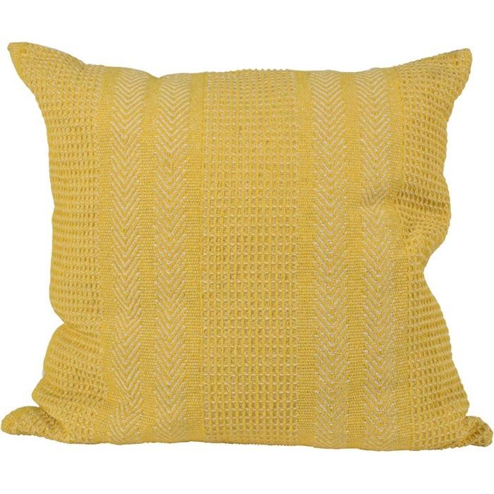 Geel sierkussen 60x60 cm met geweven zigzagstructuur en gladde randen
