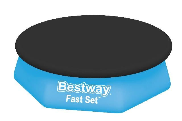 Rond afdekzeil voor Bestway Fast Set zwembad, zwart doek op zwembad.
