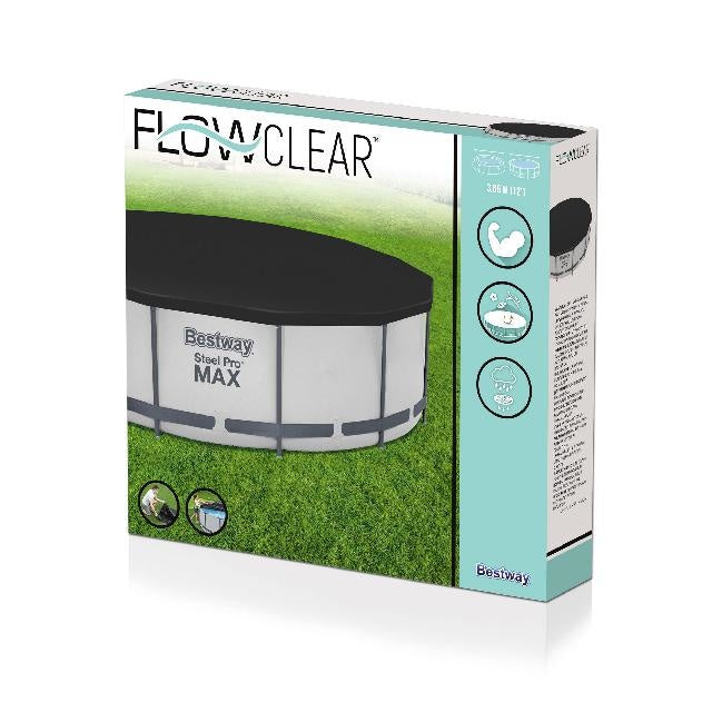 Rond afdekzeil op doosverpakking, zwart/donkergrijs, Bestway Steel Pro MAX