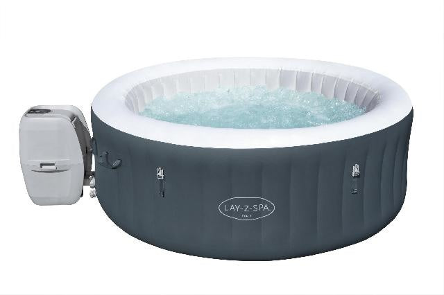 Opblaasbare spa Lay-Z-Spa Bali met donkerblauwe kuip en licht frame