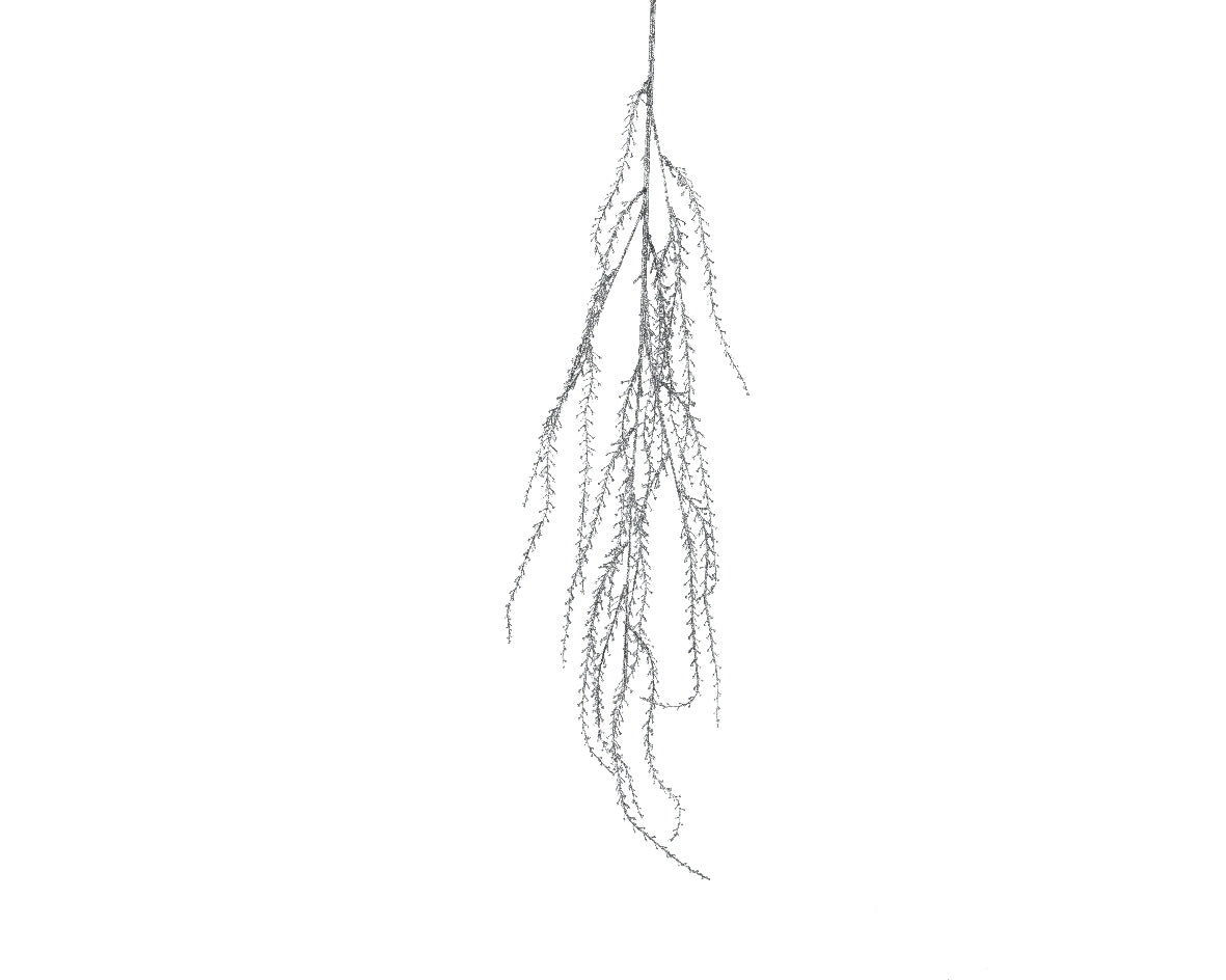 Decoratieve kunststof spray met hangende zilverkleurige draden