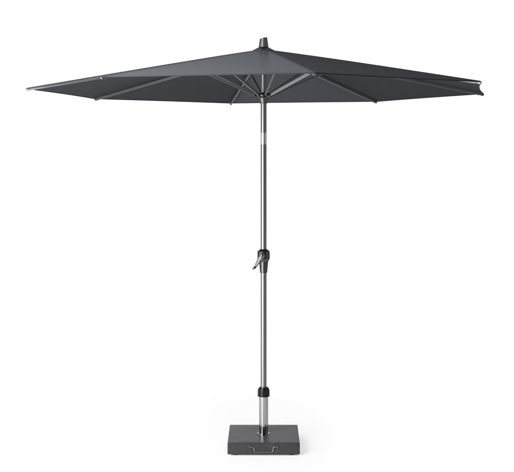 Antraciete parasol met ronde kap en uitschuifbare metalen mast