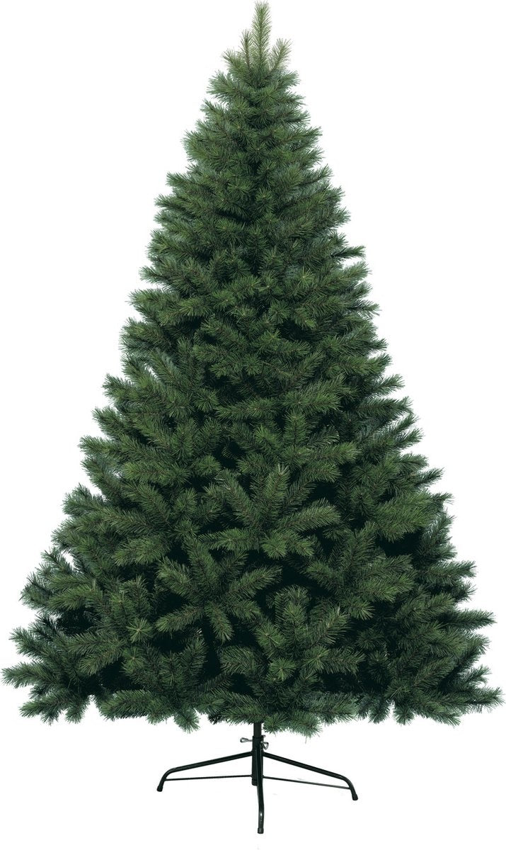 Kunstkerstboom van groene spar met kegelvorm en standaard