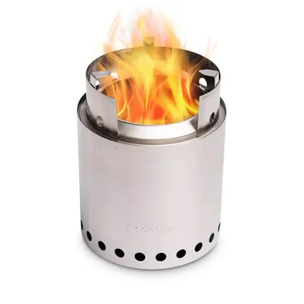 Solo Stove kampvuur kooktoestel van rvs, dubbele cilinder met vlammen bovenop