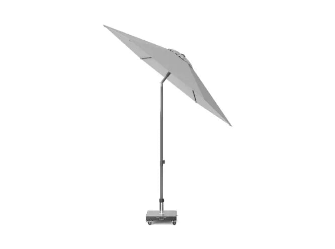 Platinum parasol Lisboa, lichtgrijze doek op verstelbare paal met voet