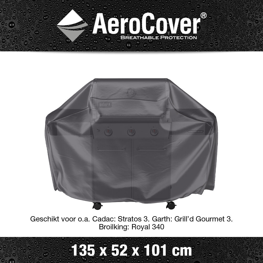 Gasbarbecuehoes AeroCover 135x52x101 cm, zwarte hoes voor gasgrill