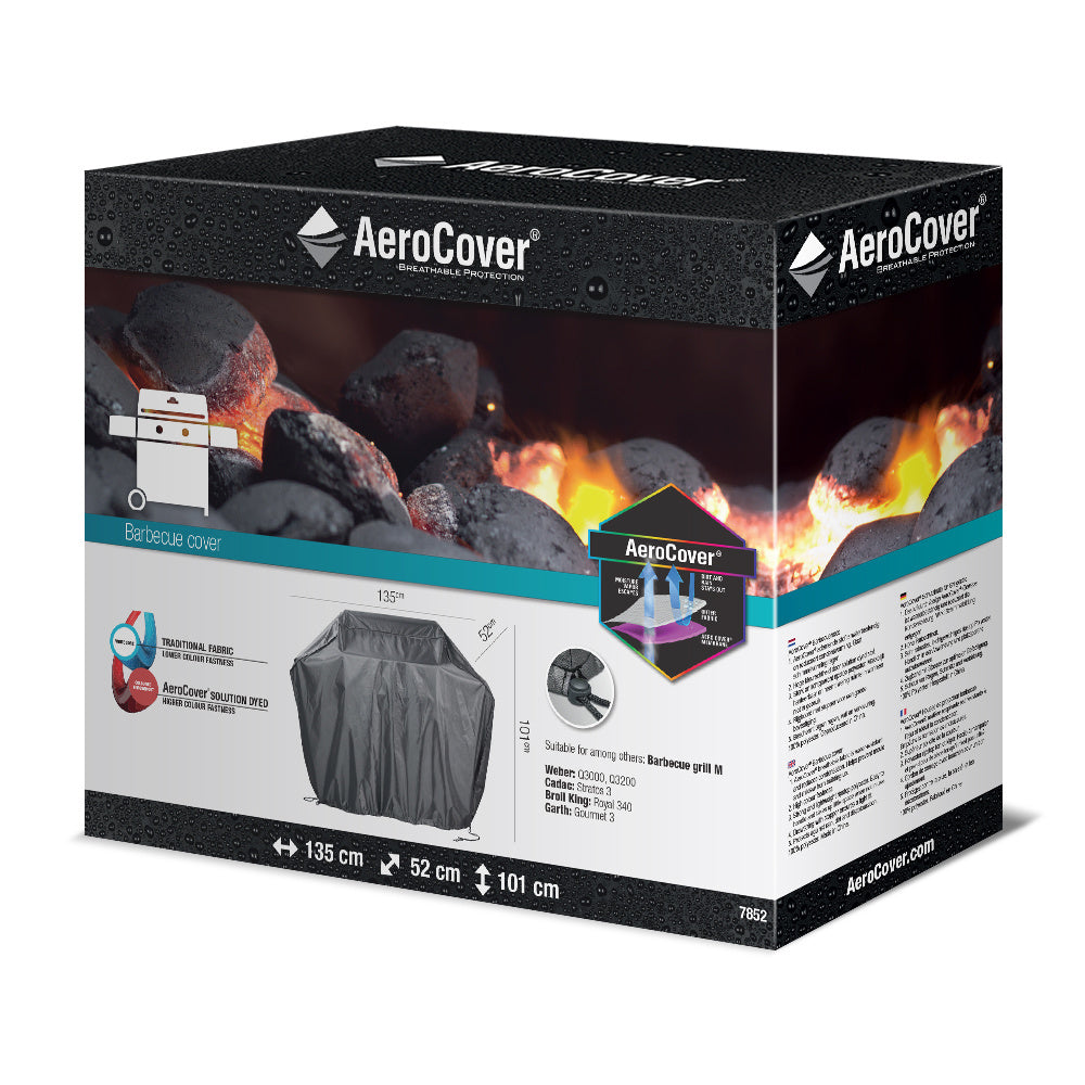 Gasbarbecuehoes AeroCover, 135x52x101 cm, zwarte beschermhoes met koordsluiting