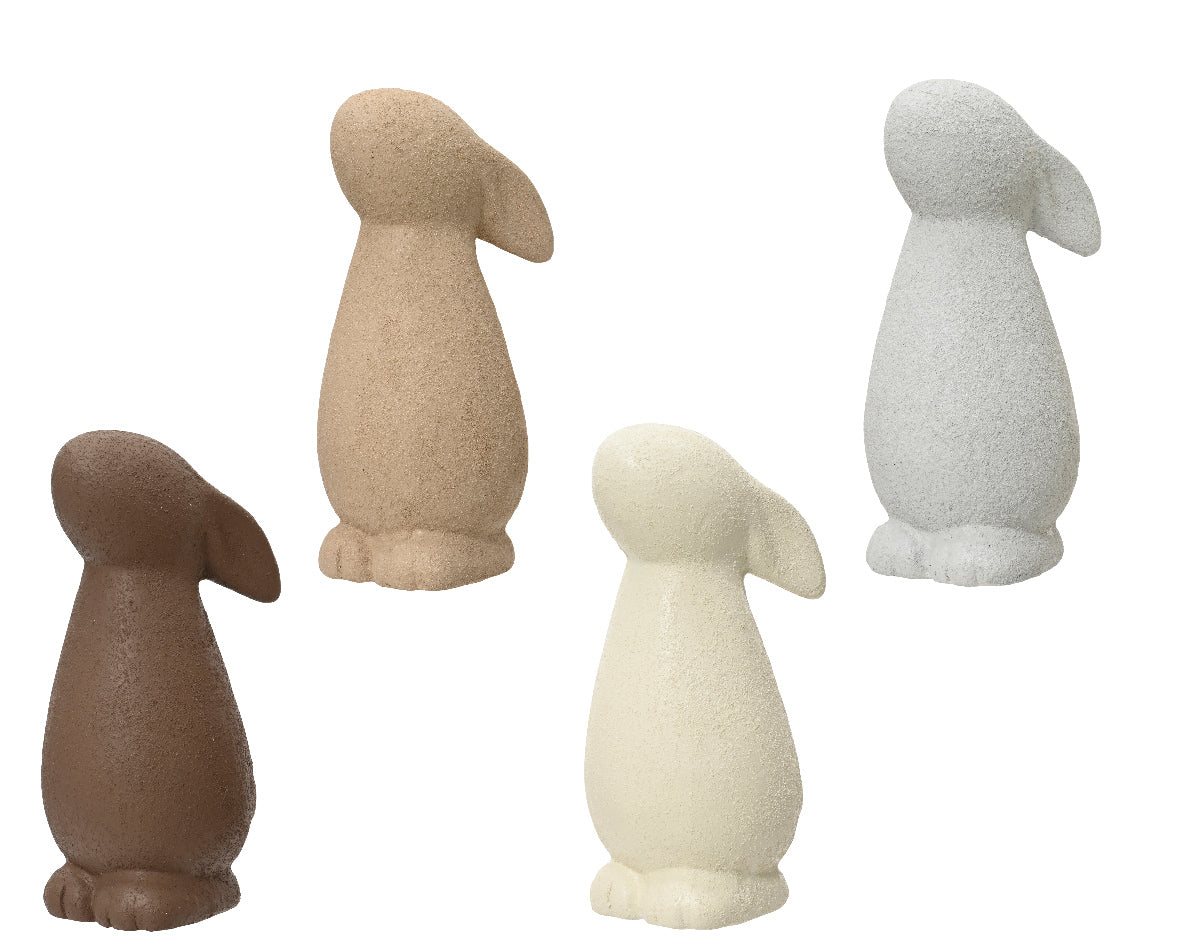 Assortiment konijnenfiguren in bruin, terracotta, beige en grijs