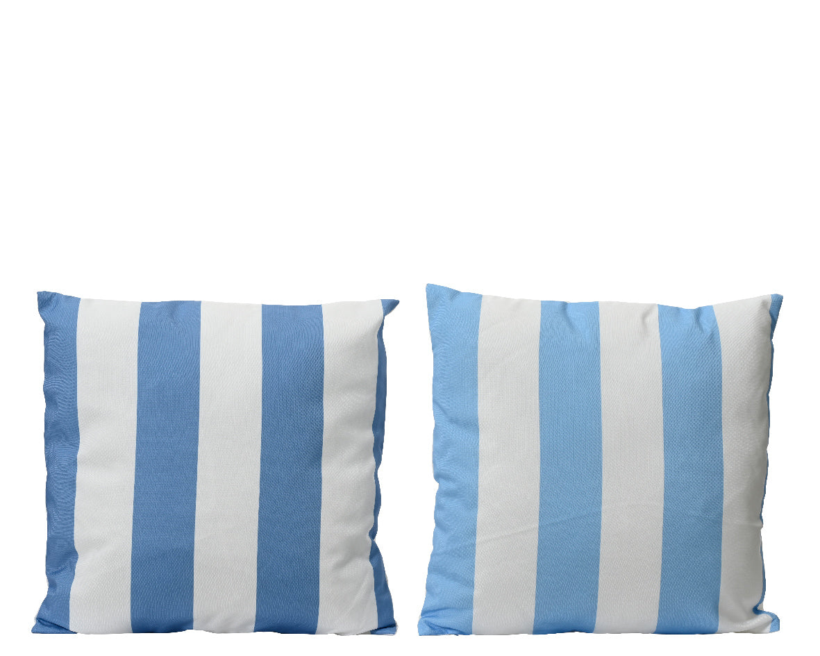 Buitenkussen van polyester, blauw-wit gestreept sierkussen
