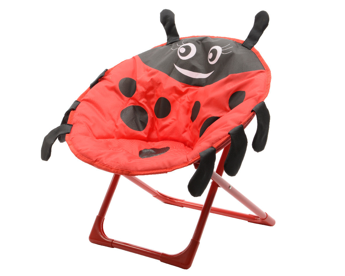 Kinderstoel van polyester voor buiten, rode lieveheersbeestje met zwarte pootjes