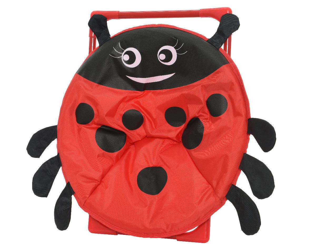 Kinderstoel polyester voor buiten, rood-zwart lieveheersbeestje met grote ogen
