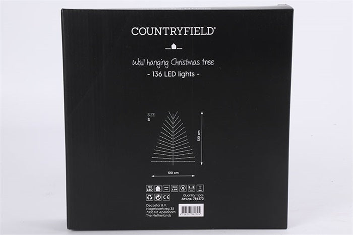 Doos van flexibele LED-kerstboom Ziggy S bruin, muurhangend met 136 led's