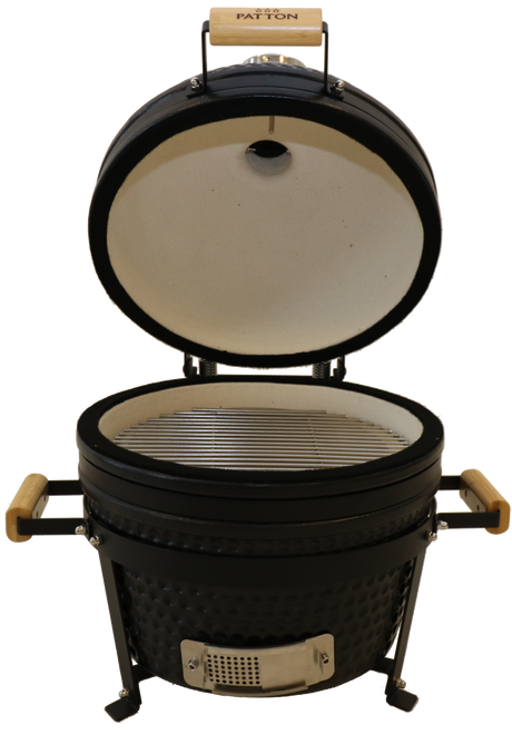 Kamado Grill Kamado 16" Keramische barbecue Tafelmodel Classic Black Medium Compleet Mat zwart