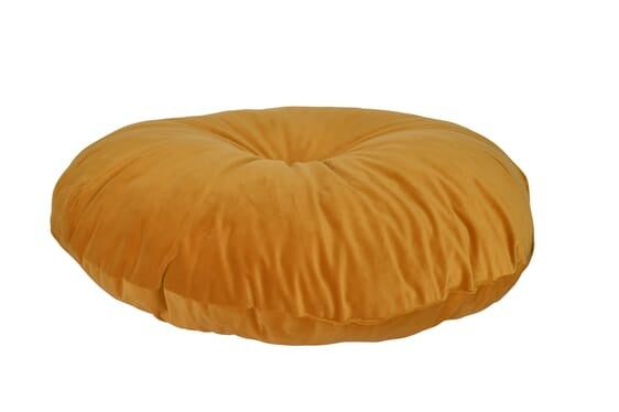 Rond geelbruin sierkussen Ø 50 cm, gladde bovenzijde