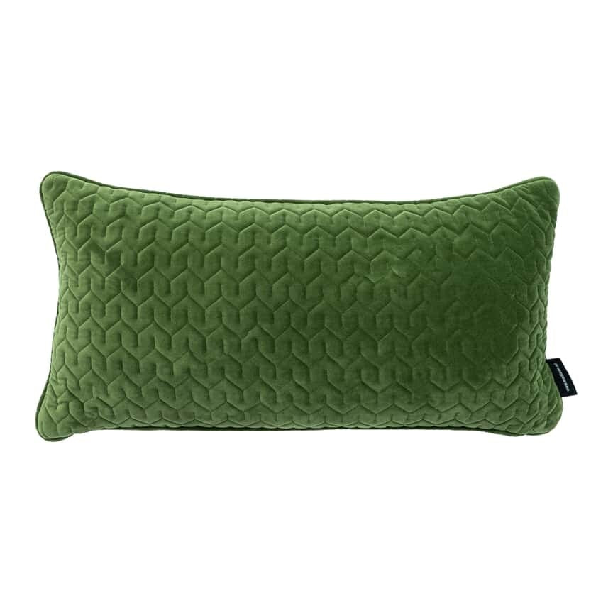 Mossgroene rechthoekige sierkussenhoes met reliëfpatroon, 60x30 cm