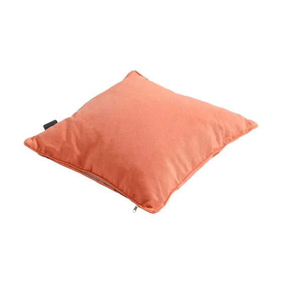 Madison sierkussen 45x45 in flame oranje, effen, zichtbaar rits en zwarte label
