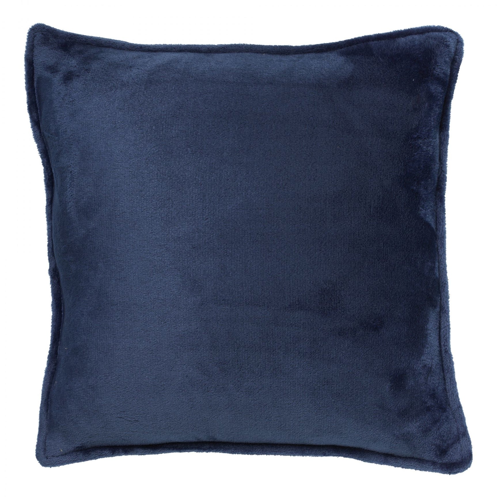 Donkerblauw fluwelen sierkussen 45x45 cm met biezen