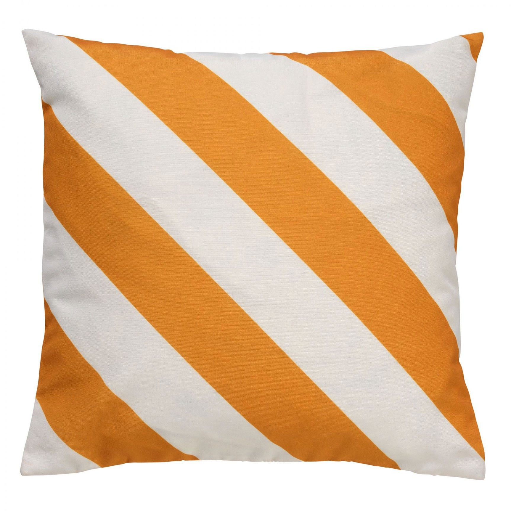 Outdoor sierkussen met diagonale witte strepen, goudkleurig, 45x45 cm