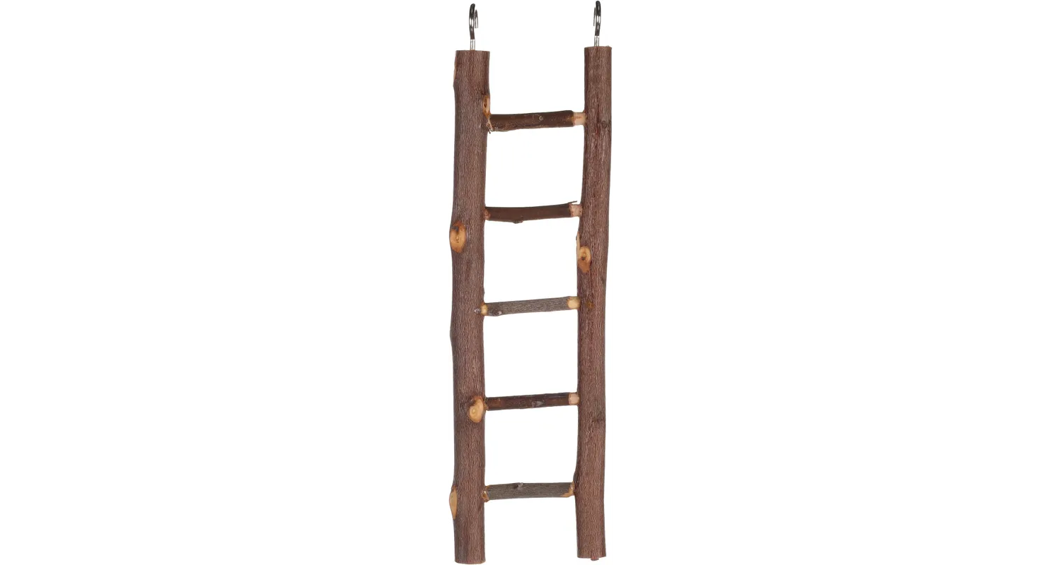 Houten trapladder met 5 treden en metalen ophanghaken