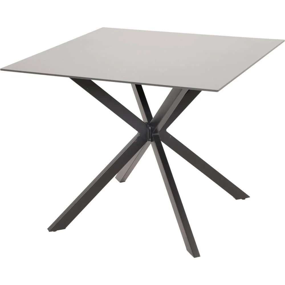 Tuintafel Crest met grijs 90x90cm tafelblad en zwarte X-kruispoten